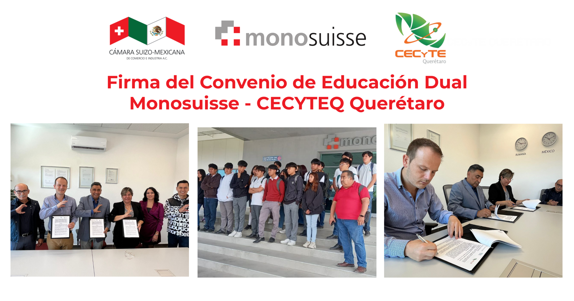 Firma del Convenio de Educación Dual Monosuisse – CECYTEQ Querétaro